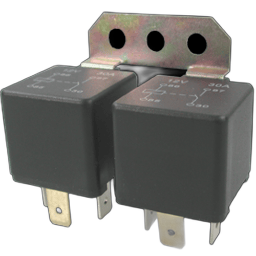 Twin Relay On A Fixed Metal Bracket - 2 X 4 Pin, Open Contact, 12V, CCL - 02-009